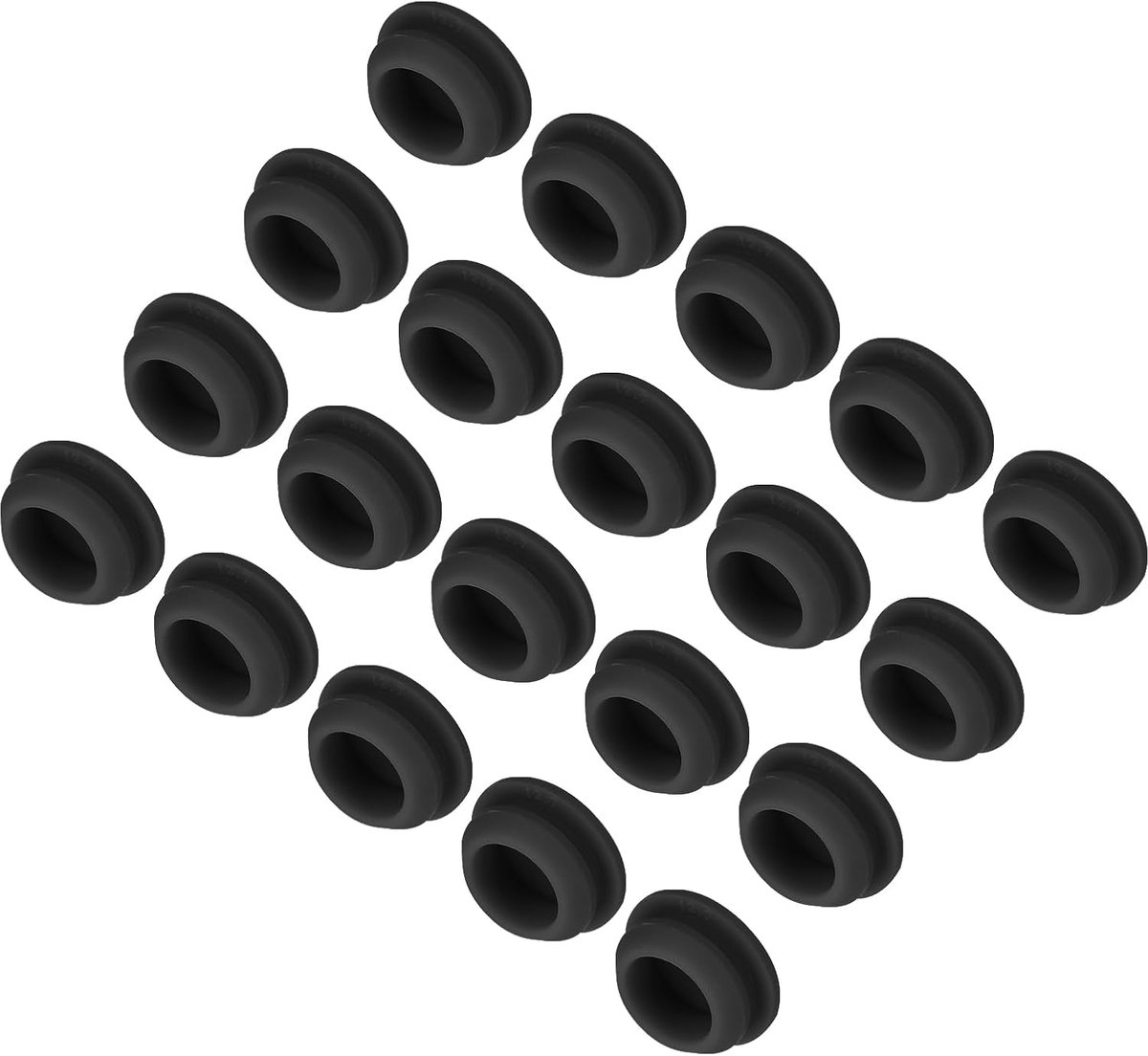 SnelShoppen - 20 Stuks Siliconen Stoppers, Rond Rubber Stopper 12.5mm, Smalle Groef 2mm, Zwart, Voor Keuken, Meubels, Testbuizen, Waterdichte Afsluiti