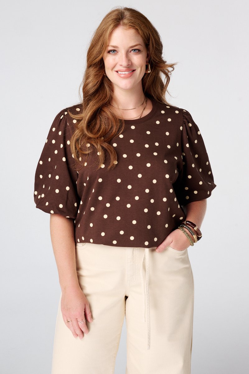 MS Mode Top Sweat top met polka dot