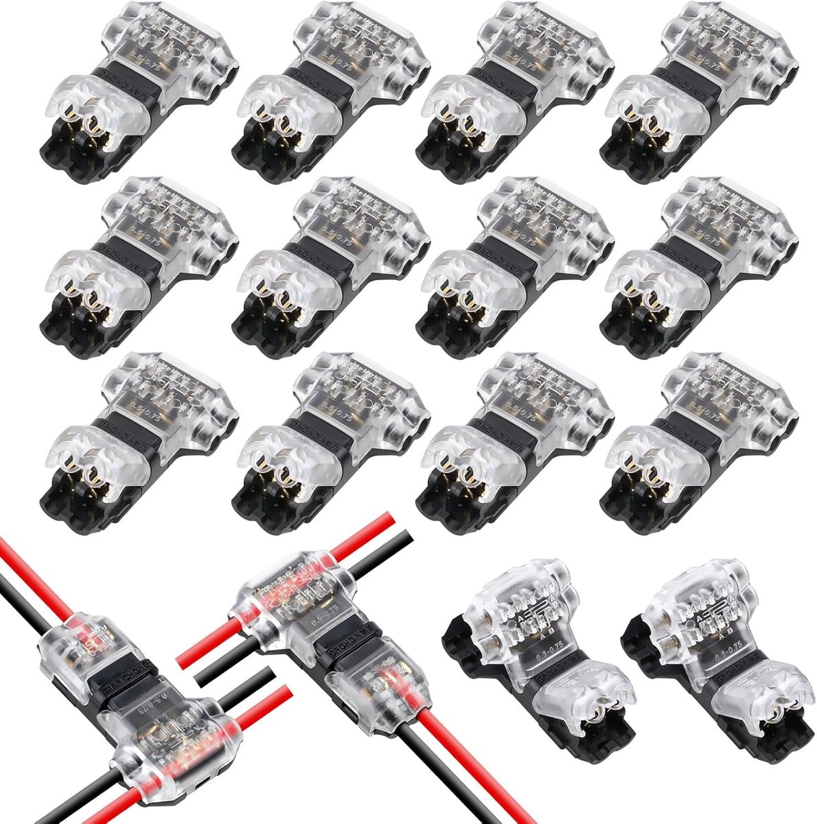 SnelShoppen - 12 Stuks 2 Polige T Stekker voor Elektrische Draad 20/22 AWG Voertuig Waterdicht - Naadloze Draad LED Kabel Waterdichte Verlichting Klem