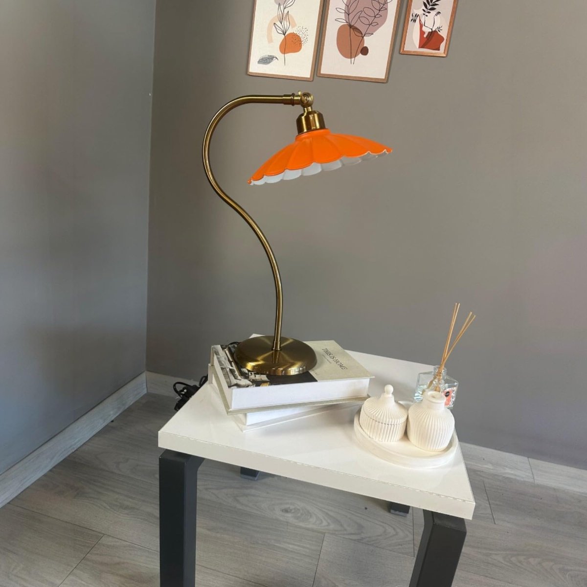 Bamyum Risso retro tafellamp met kabel, nachtlamp, woonkamer, vintage tafellamp oranje