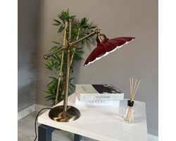 Bamyum Risso retro tafellamp met kabel, nachtlamp, woonkamer, vintage tafellamp bordeauxrood