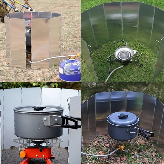 JHUBERS- Campingfornuis Inklapbaar - Draagbaar - Aluminium - Voorruit 10 Panelen - Camping - Koken - Met Draagtas - Kookscherm van Jhubers — afbeelding 3