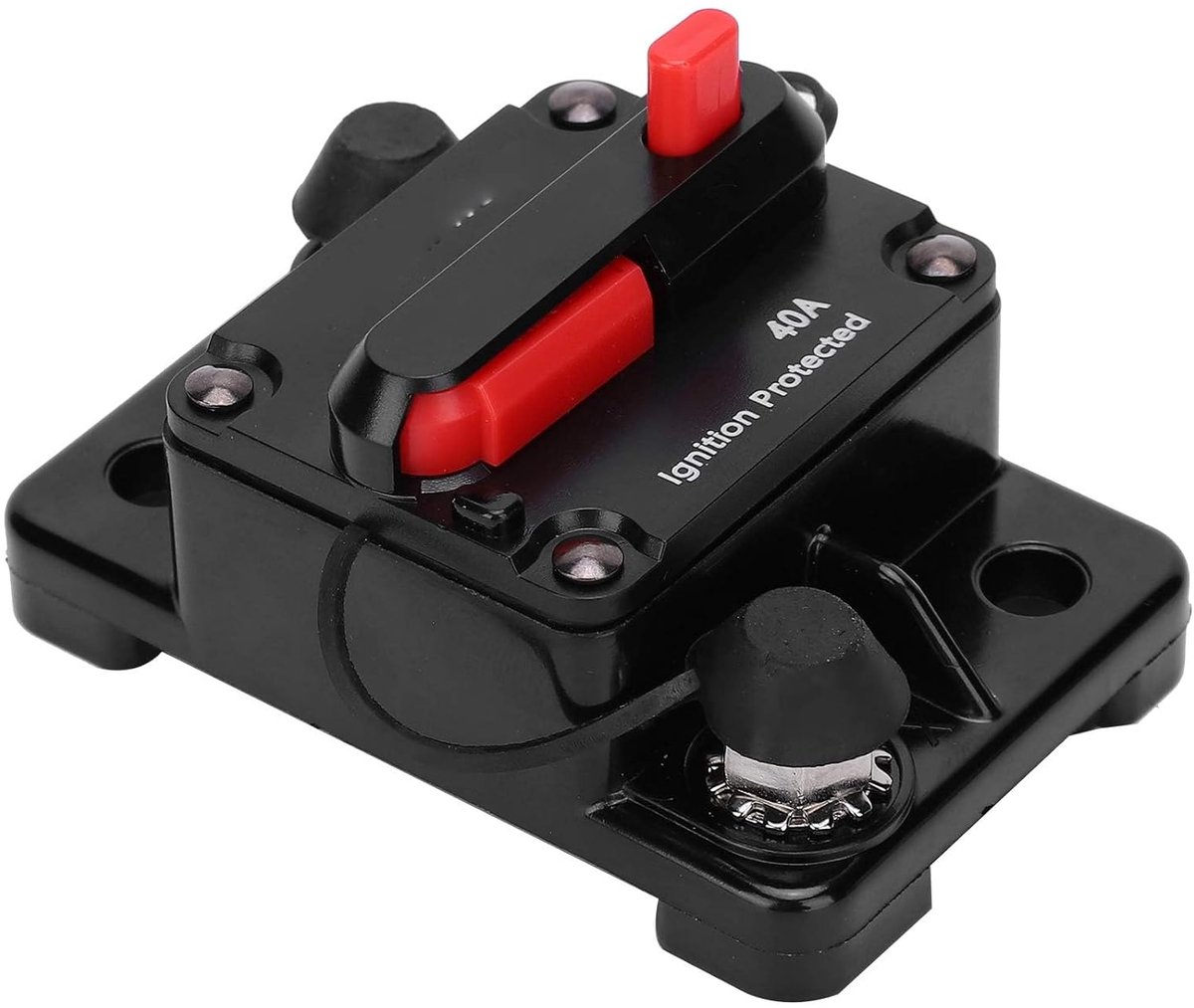 SnelShoppen - Circuit Breaker Auto Reset Zekeringhouder 40A, Waterdichte Koperen Automatische Schakelaar DC12-42V met Beschermende Plastic Hoes