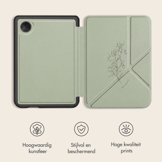 imoshion Ereader Cover / Hoesje Geschikt voor Kobo Clara BW / Kobo Clara Colour - imoshion Design Origami Bookcase - Floral Green van iMoshion — afbeelding 2