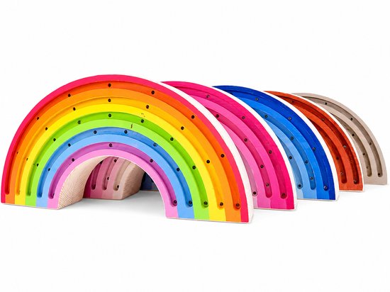 Nachtlamp Regenboog Naturel - Kinderkamer - Babykamer - LED-Verlichting - Hout - Handgemaakt - Lamp - Lichtenhout.nl van Lichtenhout.nl — afbeelding 3
