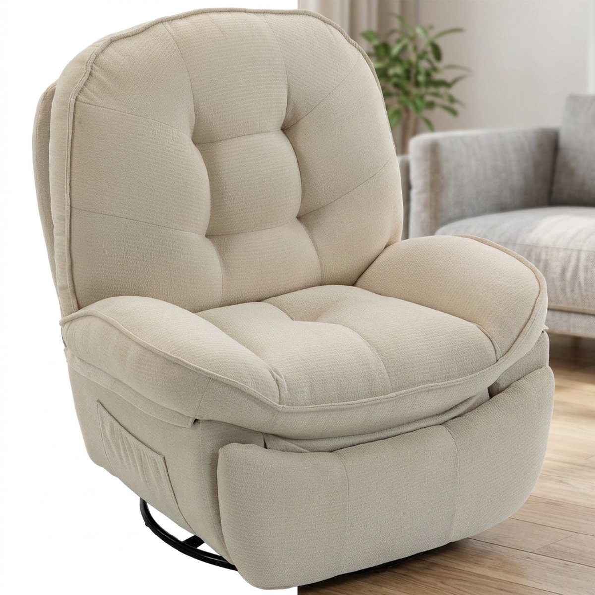 Relaxfauteuil - Relaxzetel - Relaxstoel - Fauteuil - Stoel - Met armleuning - Voor één Persoon - Crèmewit