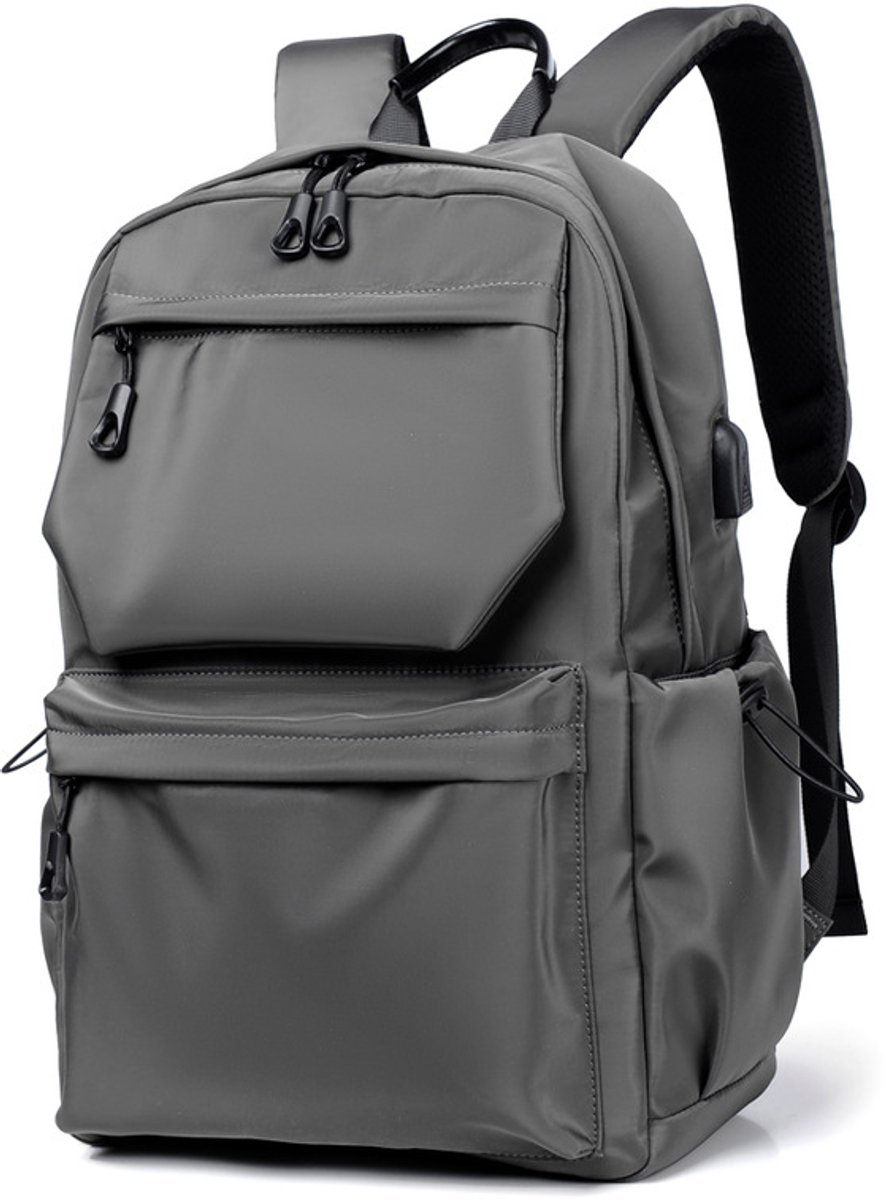 YAGXIG Heren Business Rugzak - Studentenrugzak - Laptoptas - Geschikt voor school, werk en reizen - Geschikt voor een 14-inch laptop, lichtgewicht en duurzaam (lichtgrijs)