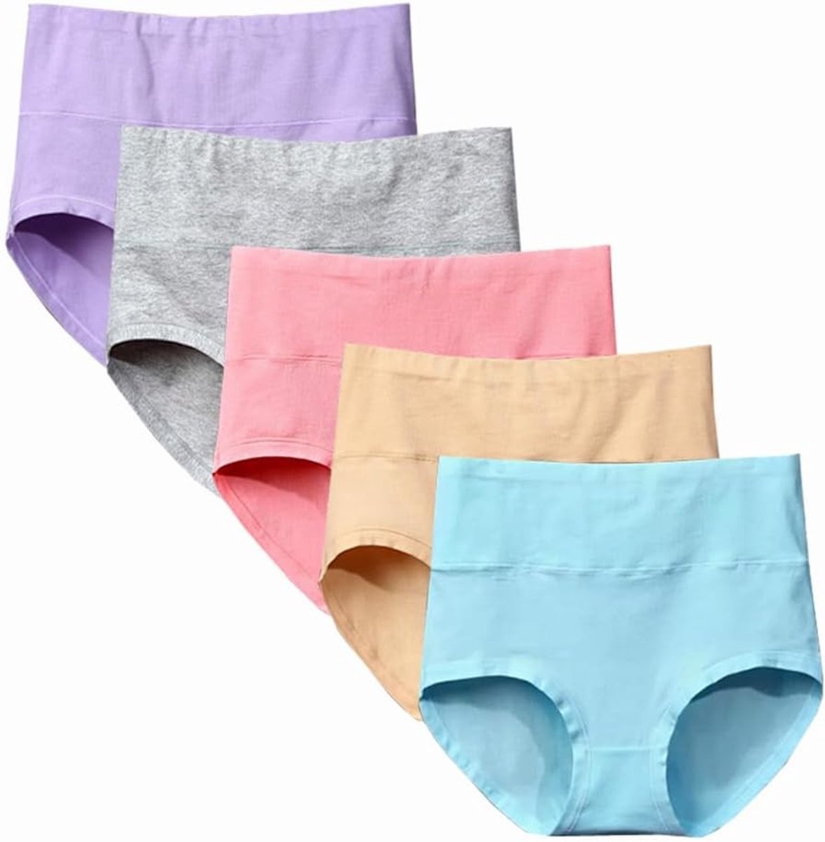 Zachte Katoenen Ondergoed voor Dames, Ademend, Hoog Taille, Volledige Bedekking, Multipack van Comfortabele Slipjes