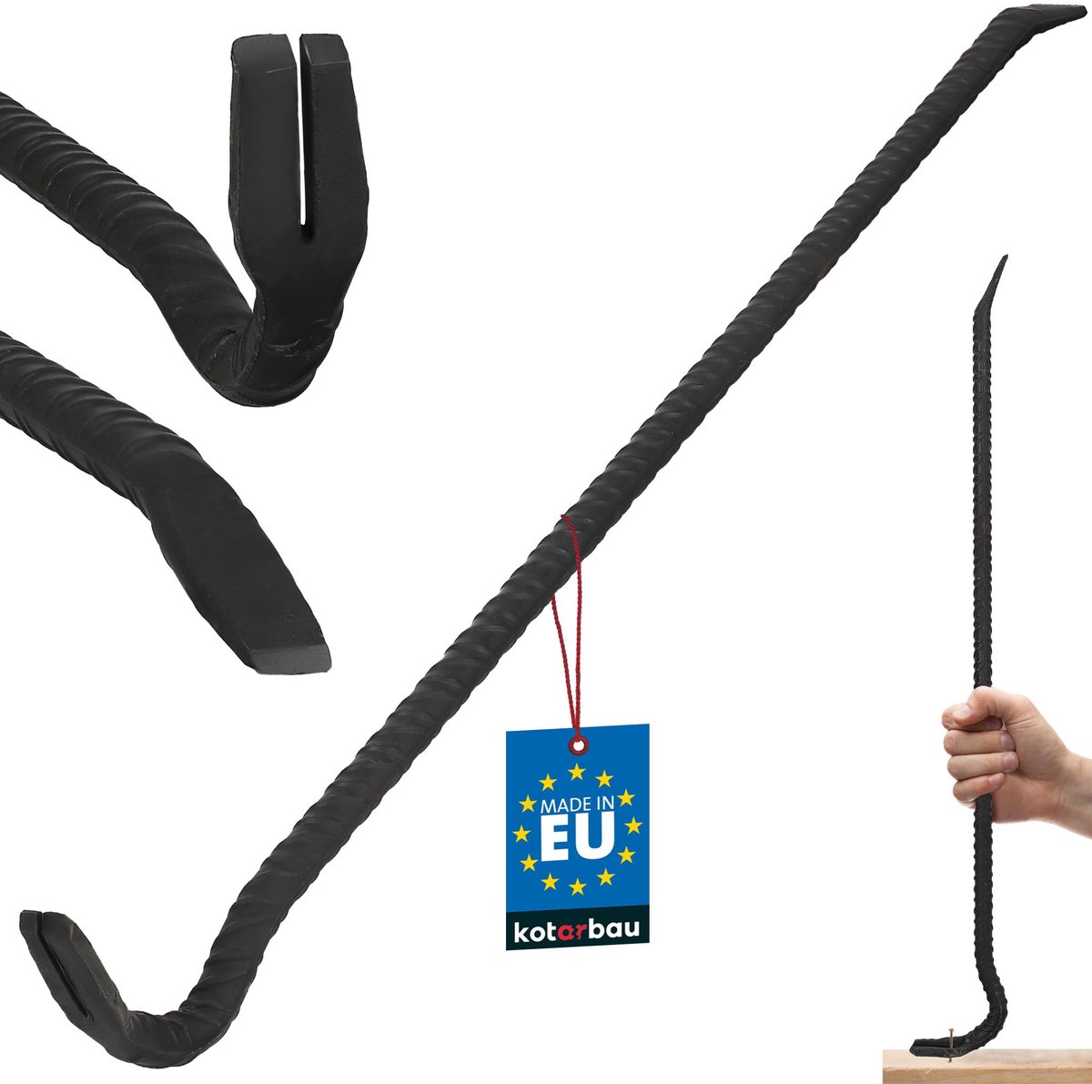 KOTARBAU® Koevoet - Breekijzer - Breekstang 90 cm - Breekijzer met Spijkertrekker - Dubbelzijdig - Poedergecoat Staal - Zwart