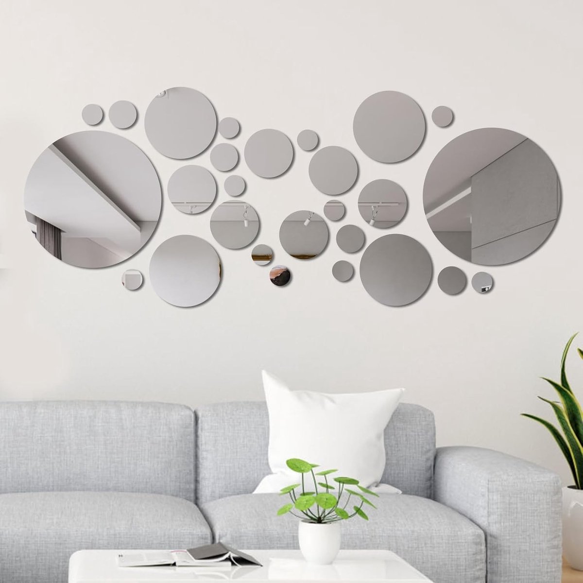 Zelfklevende Spiegelstickers - Transparant - Verschillende Maten - Acryl - Voor Woonkamer, Slaapkamer, Kantoor