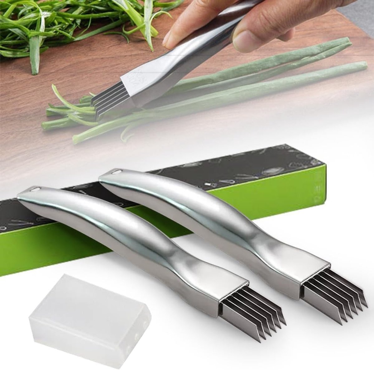 Groente Snijder - Groen - Roestvrij Staal - Multifunctionele Keuken Gadget