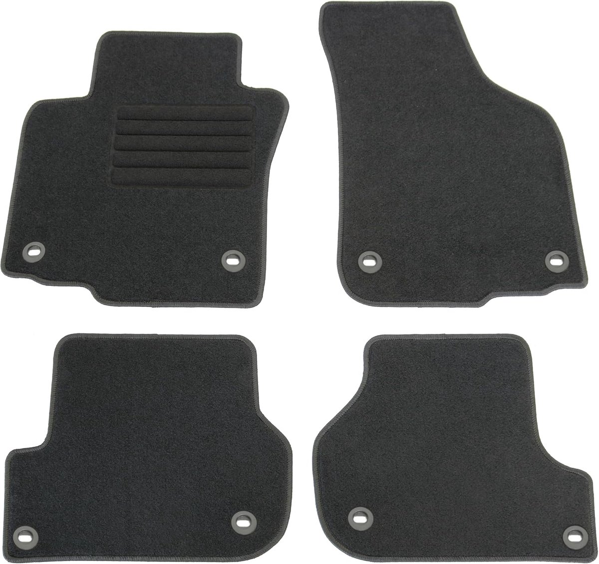 SnelShoppen - Velours Vloermatten Set voor Skoda Octavia 2 - Zwart - Set van 4 - Inclusief Hakbeschermers - Perfecte Pasvorm voor Limo en Combi