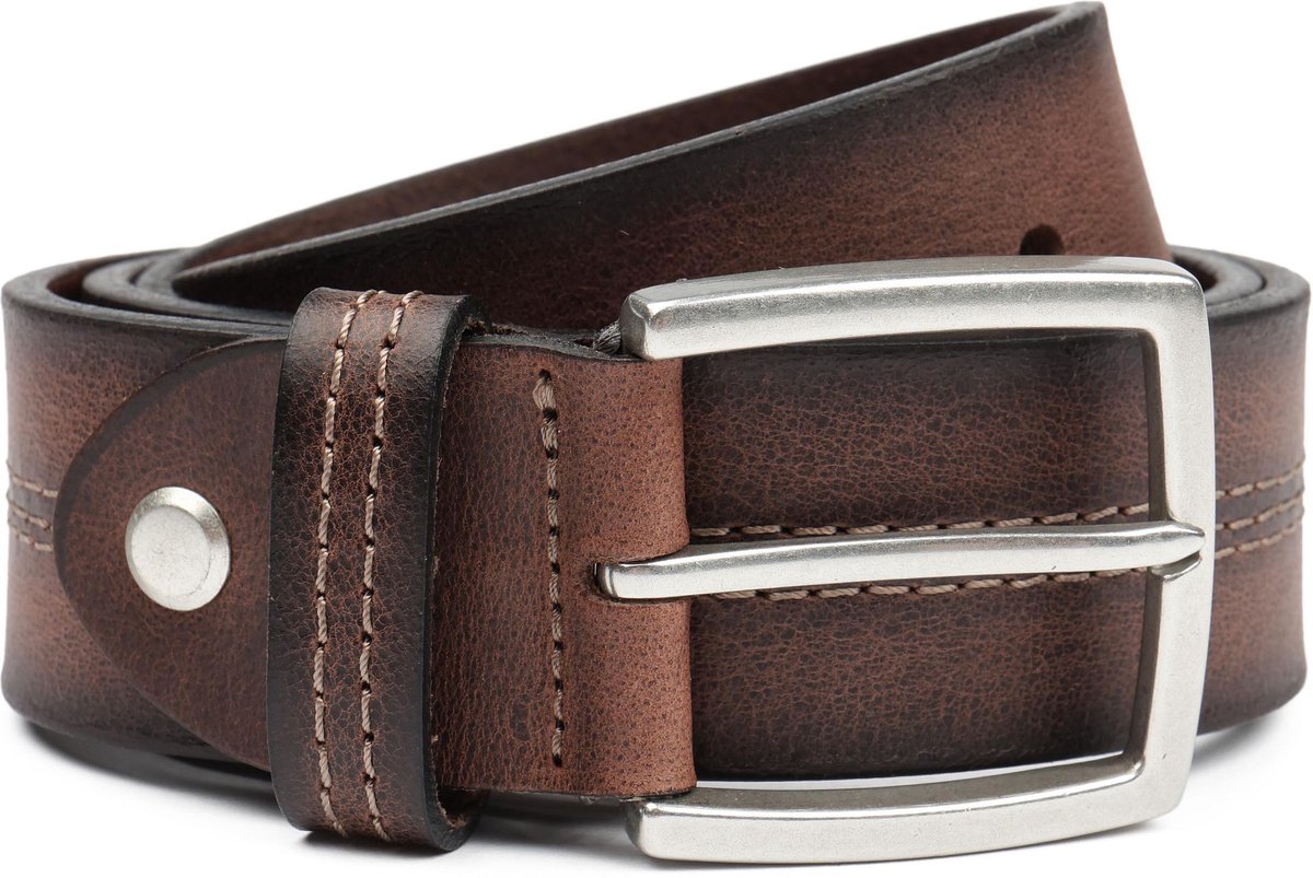 Suitable Riem Leer Bruin - Maat 105 - Heren leren broekriem / broeksriem - Ceintuur - Riem casual