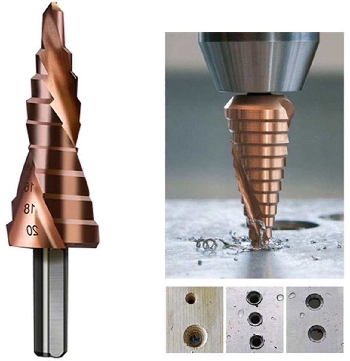 Professionele 4-20mm stapboor met spiraalgroef, boor voor metaalbewerking en precisieboren met driehoekige handgreep