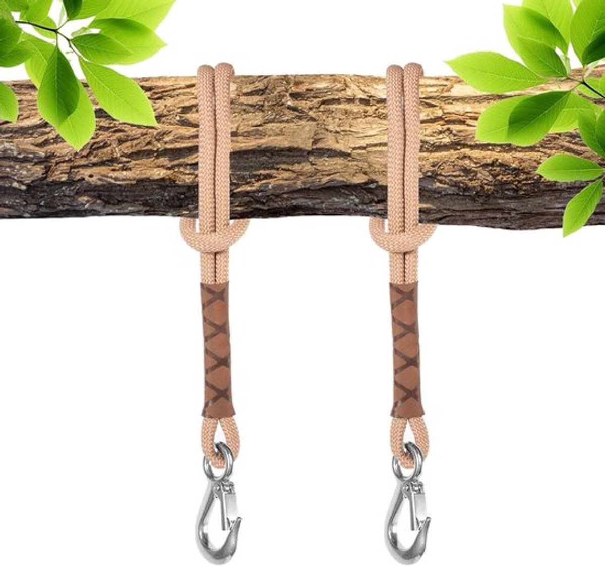 Verstelbare Hangstoel Schommelset met Carabiner en Touwen voor Bomen - 2 Stuks 60 cm
