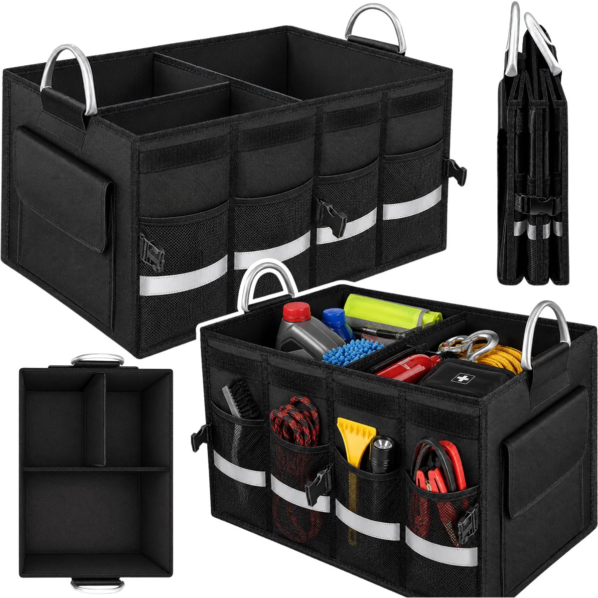 Grote opvouwbare auto-organizer kofferbaktas zwart 50l