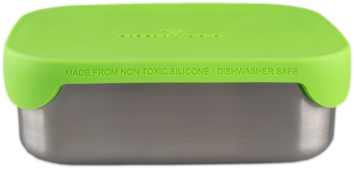 Rubytec Superhero Lunchbox - 0,8 L - RVS Broodtrommel - Vaatwasserbestendig - Inclusief verdeler - Hermetische sluiting - 17.3 x 13.3 x 6.2 cm - Groen
