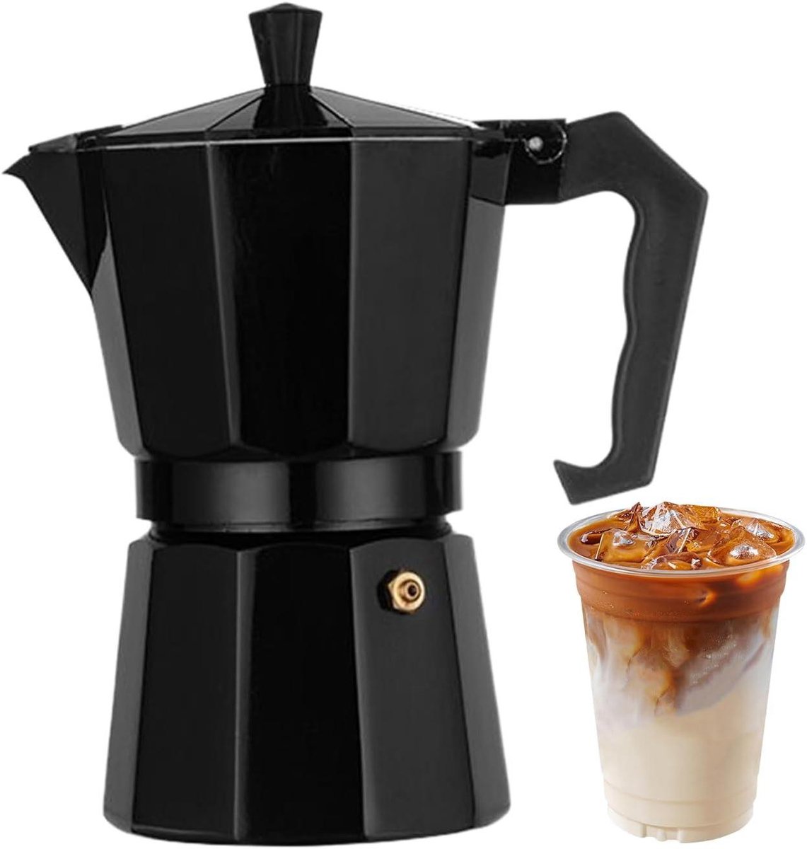 Koffiezetapparaat - Moka Pot Italiaans - Koffie Zetten - Aluminiumlegering - 16x8x16 cm - Zwart