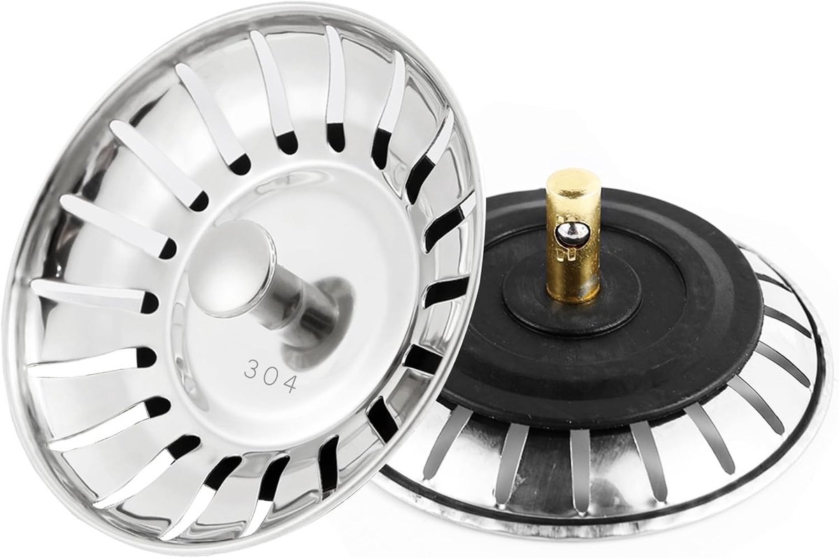 RVS Afvoerzeef Set van 2, Ideaal voor Keuken en Badkamer, Vangt Haar en Voedselresten, Ø 80mm