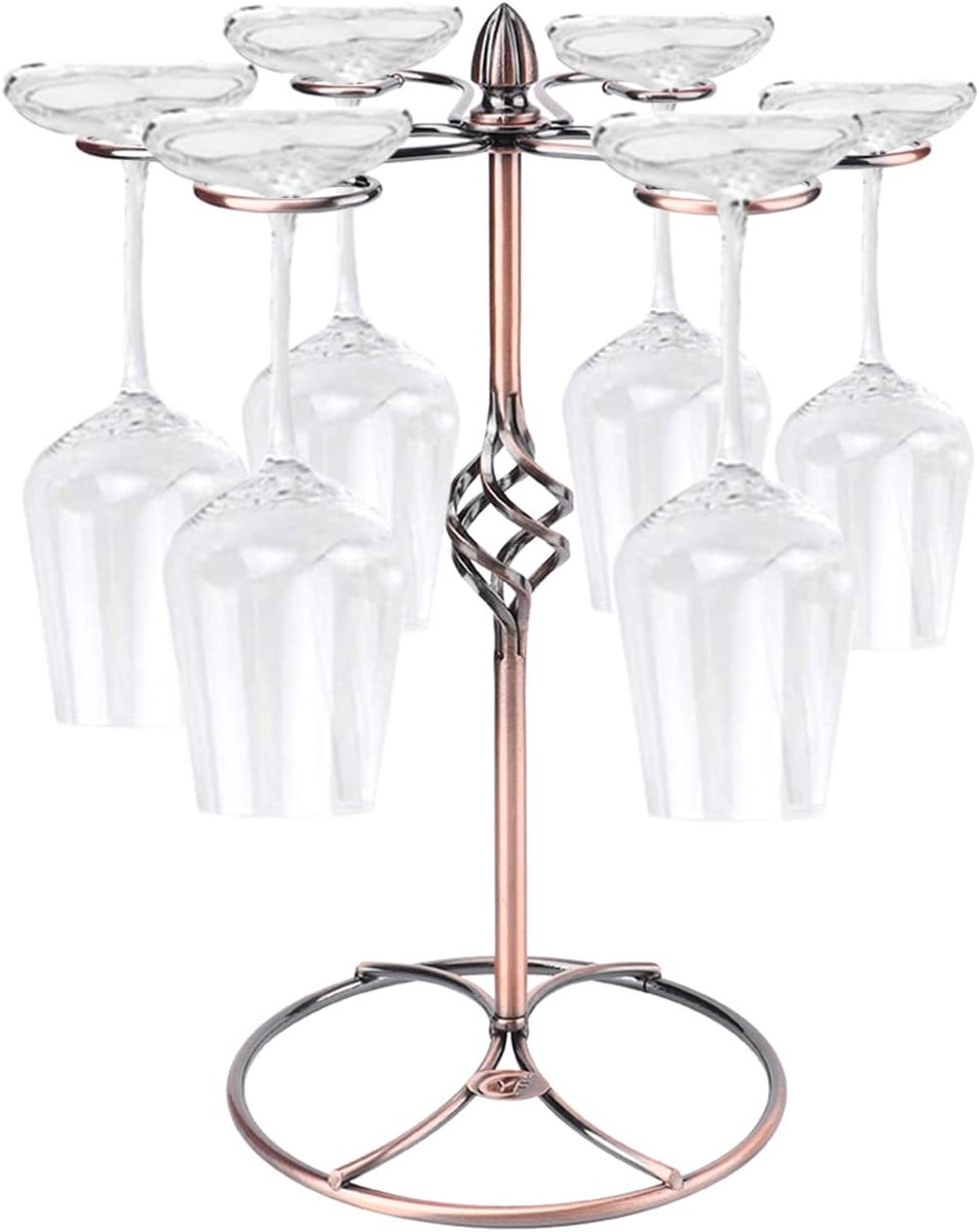 SnelShoppen - Retro Stijl Wijn Glas Rack Houder - Tafelblad Wijn Glas Display Houder met Hangende Plank Organizer voor Thuis Bar Restaurant Opslag - B