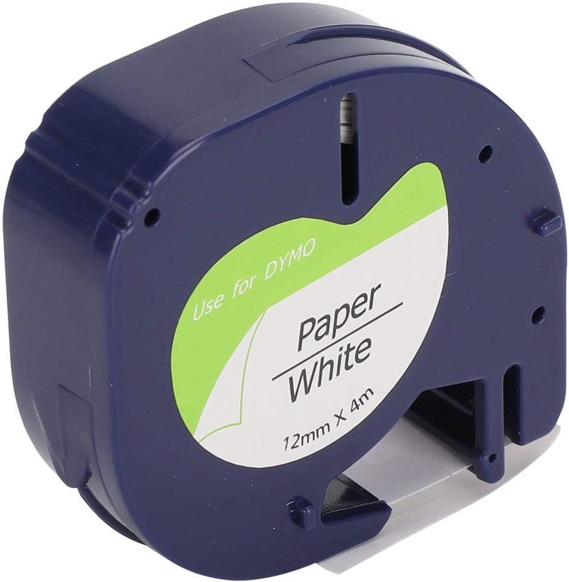 SnelShoppen - Label Tape Geschikt voor Dymo Lt Labelmachine - Kleurband Papier Lijm Wit Achtergrond Zwart Tekst - Duurzame Kabel Label Tape 12mm x 8m