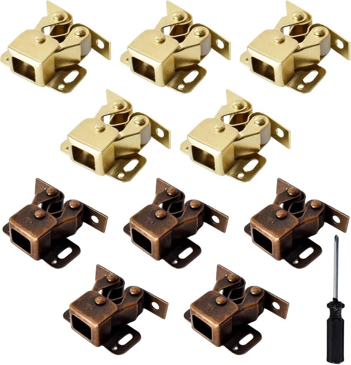 10 Pcs Furniture Snapper and Screwdriver, Double Roller Snapper, Snap Lock, Door Locks, Furniture Snapper Cabinet - ShopVlot