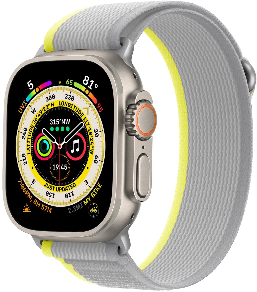 Pasek CubeNest Trail Loop do Apple Watch 42/44/45/Ultra 49 mm (B02N9L01) szary/żółty