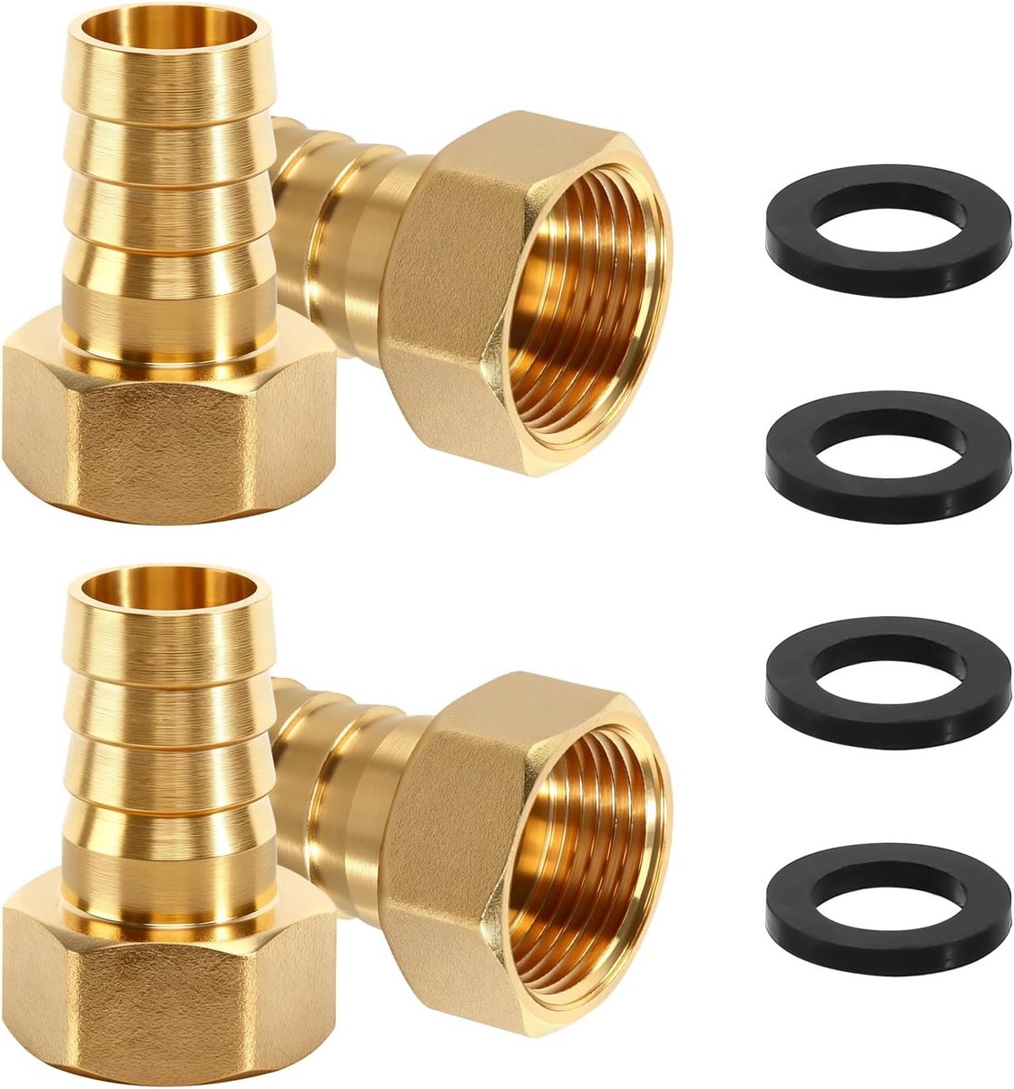 SnelShoppen - 4-delige 3/4 inch Slangconnector Messing Slangkoppeling 19mm Met Terugslagklep Voor Water, Olie, Gas Pijpleidingen