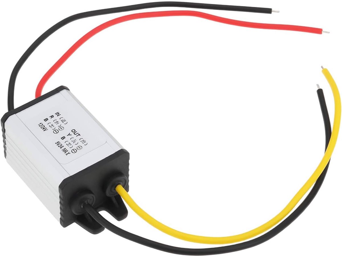 SnelShoppen - 4 Draad Buck Spanningsconverter DC 12V/24V naar DC 9V 3A 27W voor Auto Elektronica, Schepen, Motoren, LED Strips, Overvoltage en Overver