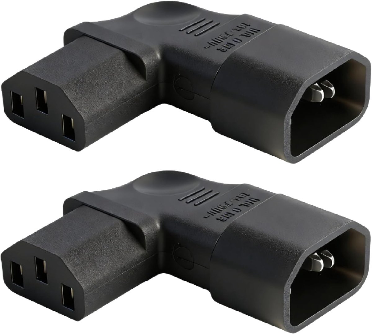 SnelShoppen - 2 Stuks Koeling Apparaat Stekker Haaks, 90 Graden IEC Stekker C14 naar C13, Koude Apparaat Kabel Haaks, Stroomkabel 3 Pin 250V 10A voor