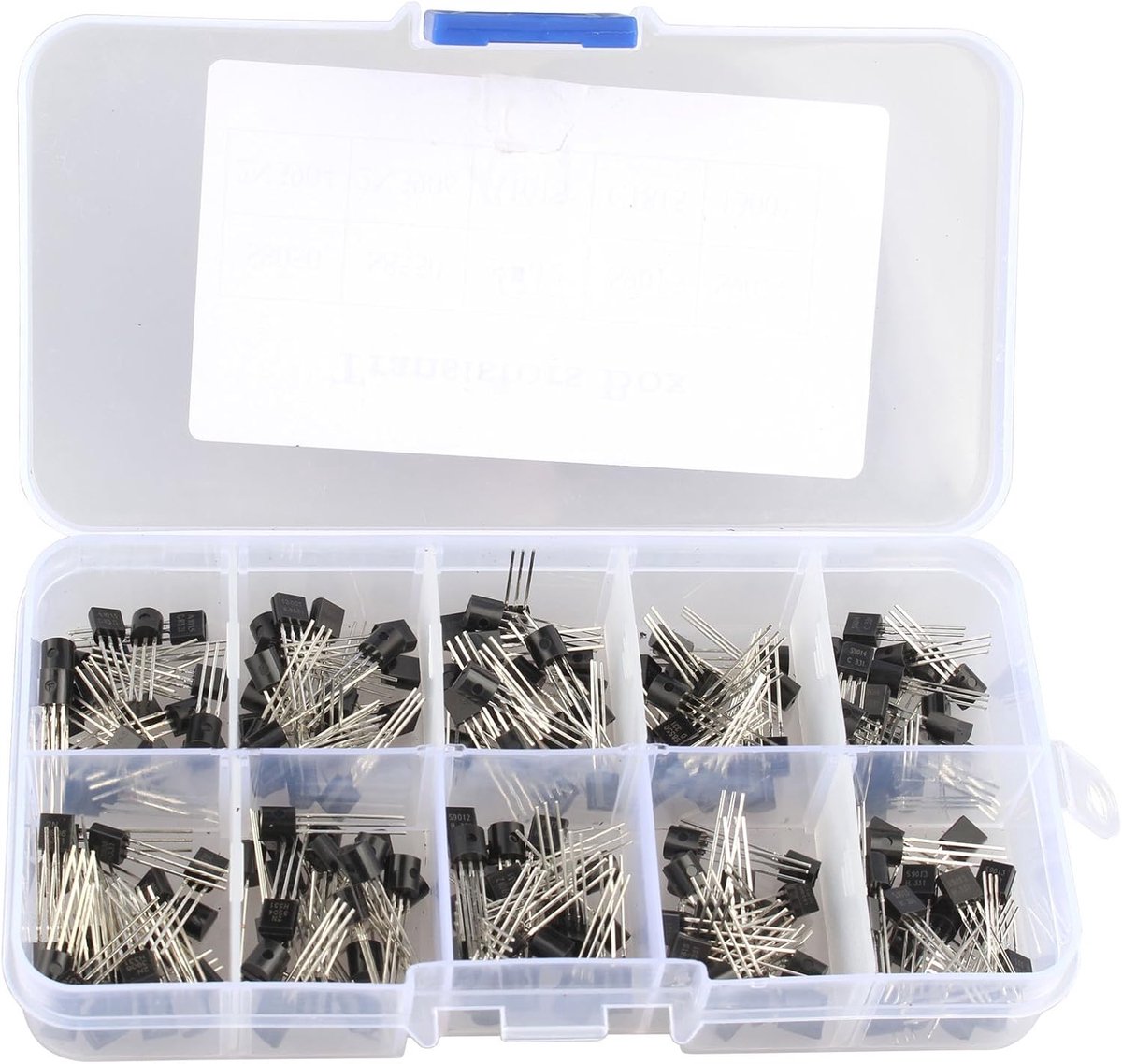 200Pcs 10 kinds Transistor Tiode TO-92 Assortment Kit Set, Model: S8050, S8550, S9012, S9013, S9014, 2N3904, 2N3906 - ShopVlot