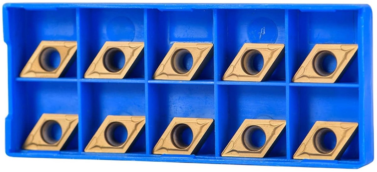 SnelShoppen - 10 Stuks CNC Carbide Tips Inserts Snijder DCMT11T304-HM YBC251 Hout Draaibank Vervangingsinleg met Doos