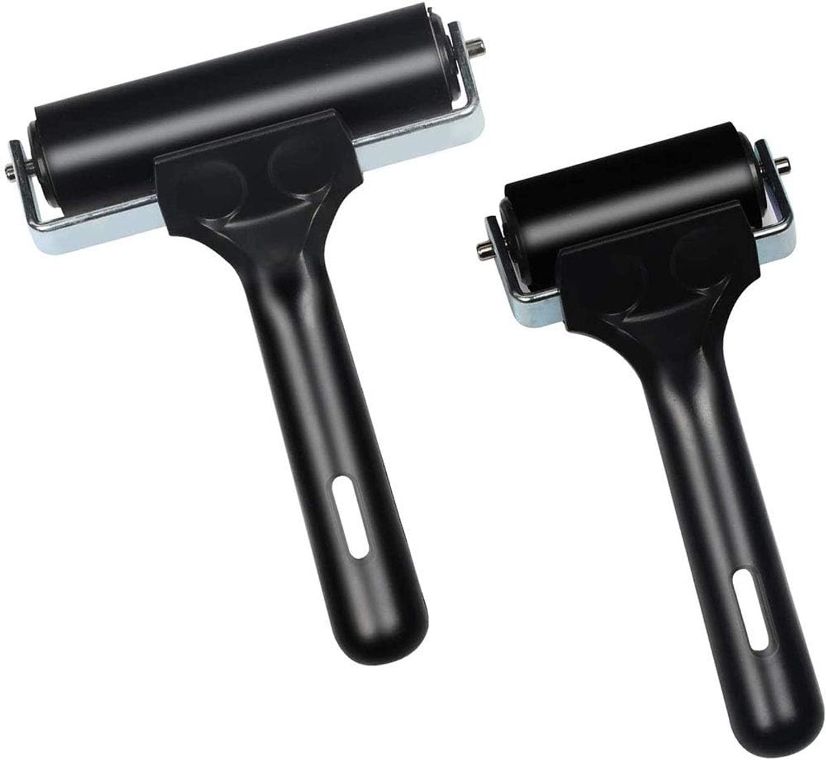 SnelShoppen - 2 Stuks Rubber Roller Brayer - Zware Lijmroller voor Schilderen, Printmaking en Stempelen - Duurzaam Rubber met Curved Handgreep - Ideaa