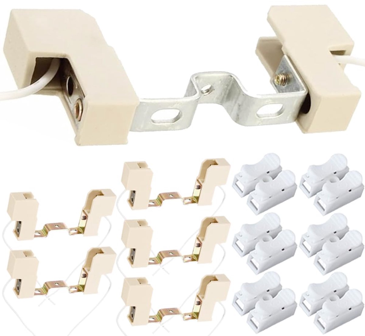 SnelShoppen - R7S lampvoet 78 mm dubbelzijdige lamphouderconnector keramiek voor schijnwerpers met draadconnector - 6 stuks