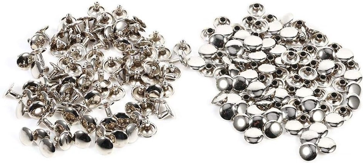 SnelShoppen - 100 Sets Dubbele Cap Nieten 8 x 10mm in 3 Kleuren - Hoofdkleurige Metaal Nieten voor Leerbewerking, Herstel en Decoratie - Perfect voor