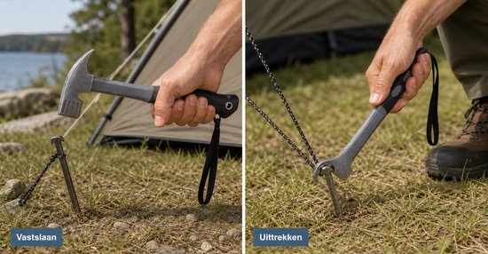 Campinghamer 16 oz met haringtrekker - 30 cm - staal en rubber — afbeelding 5