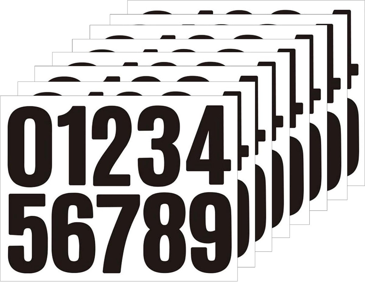 SnelShoppen - Zelfklevende Cijfers Zwart - Waterdichte Cijferstickers voor Huisnummers, Vuilnisbakken en Auto's - Scheurvast en Duurzaam - Set van 10