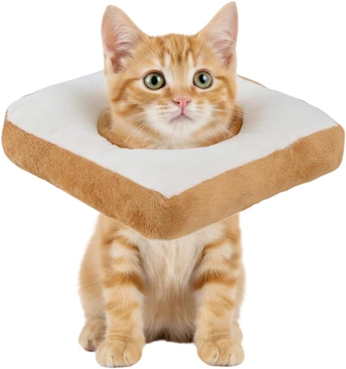 SnelShoppen - Zachte Conische Kattenhalsband, Verstelbaar met Pluche Toastpatroon, Voor Kleine en Middelgrote Honden, Voorkomt Likken en Bijten, Schat