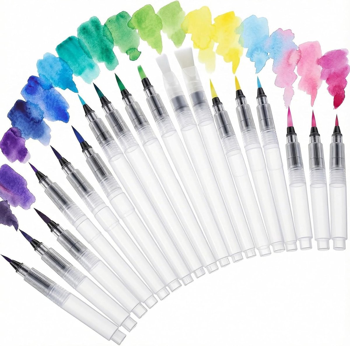SnelShoppen - Pack van 18 Water Pens, 2 Sets Vulbare Waterkwasten met Tank, Waterverf Kwasten met 3 Puntmaten, Wit voor Schilderen en Creatief Gebruik