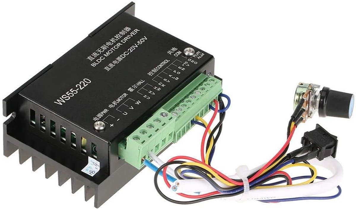 SnelShoppen - BLDC Motor WS55-220 DC 48V 500W Borstelloze CNC Spindelmotor met Geavanceerde Controller voor Hoge Snelheid en Koppel