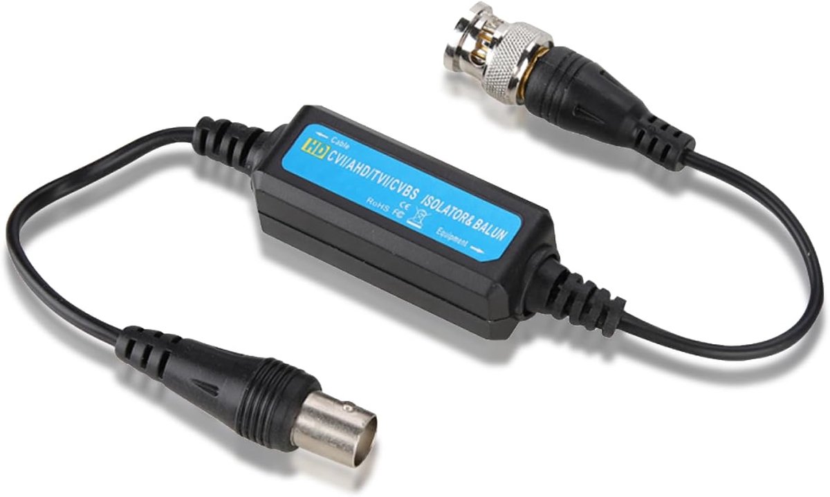 SnelShoppen - HD-TVI/CVI/AHD/CVBS Aarde Isolator Video Balun Coaxiaal BNC Stekker op Bus voor Camera - Compact, Eenvoudige Installatie, Geen Batterij
