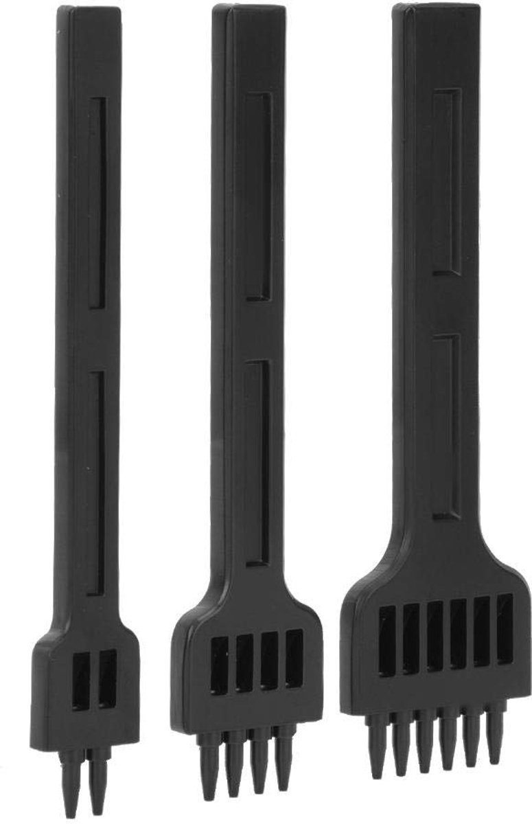 SnelShoppen - 3-delige 4mm Lederen Gereedschapset, 2/4/6 Tands Staal Naaldholpunctool, Zwarte Pronkset, Diamant Lijm Sluiting Stikgereedschap