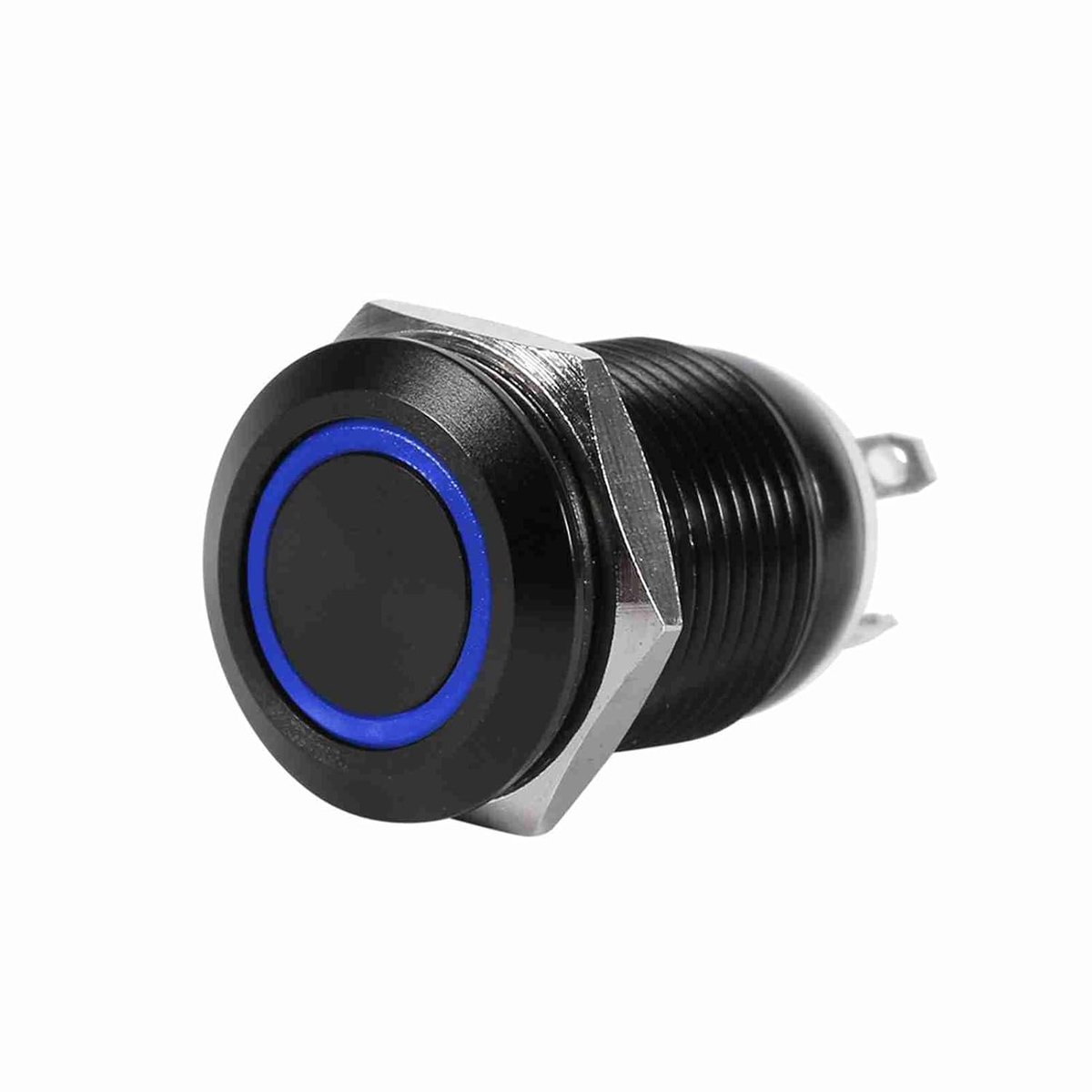 SnelShoppen - 12mm Zwart Kleine LED Micro Auto Momentary Switch, Drukknop Schakelaar met Blauw LED Licht, 2A, Perfect voor Auto's en Elektronische Pro