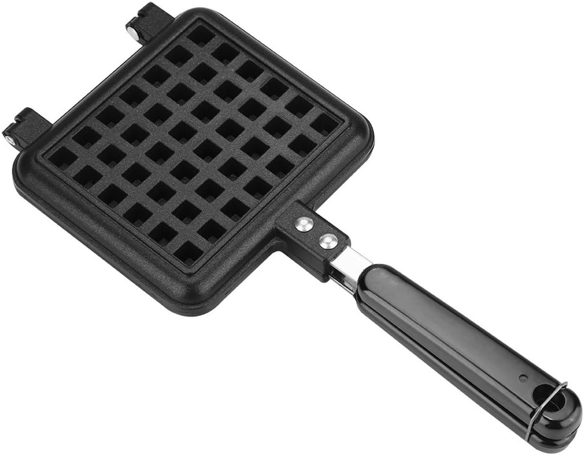 SnelShoppen Wafelmaker voor Gasfornuis Gietaluminium Antiaanbak Belgische Wafelpan Keukenhulpmiddelen voor Thuis en Kamperen