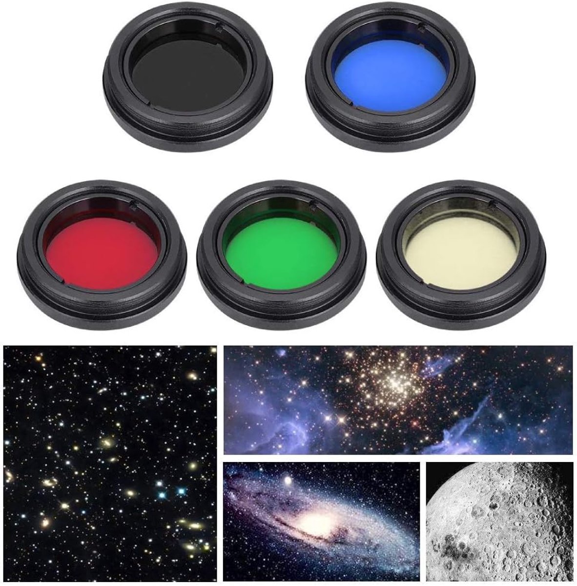 SnelShoppen - Telescoop Oculair Lenzen Filter Set - Professionele Aluminium Legering Optische Lensen Kleurfilter voor 1.25 Inch 31.7mm Telescoop voor