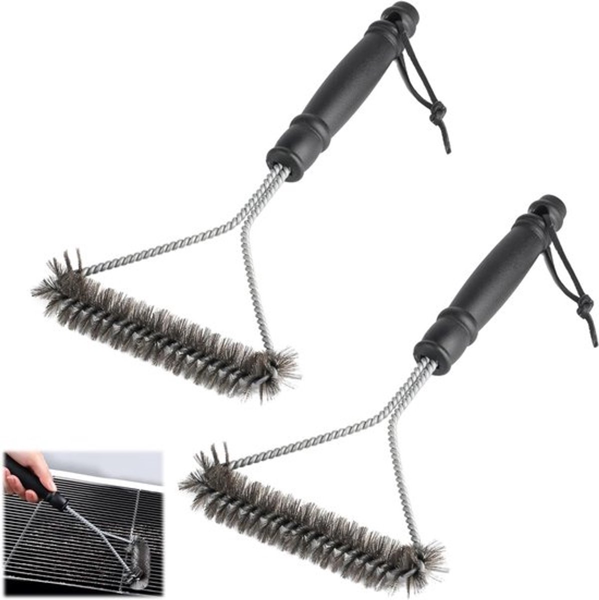 2 Pcs BBQ Borstel en Schoonmaakborstel, RVS Draadborstels voor Grill, Oven en Roosters - Duurzaam, Roestvrij en Effectief voor Alle Grilltypes