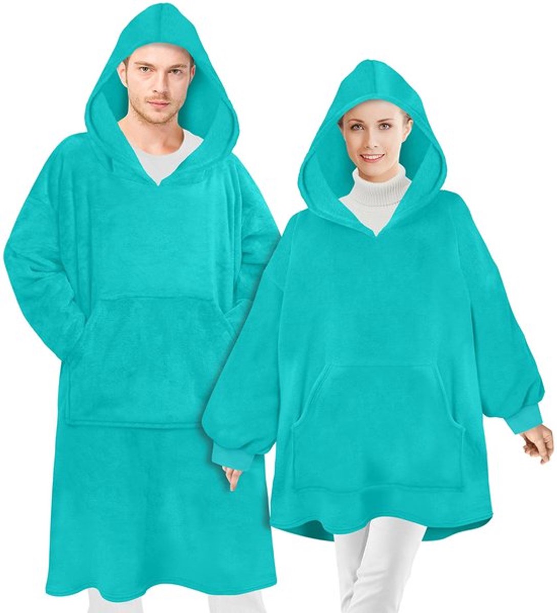 Hoodie Oversize knuffelfleece met capuchon - Kangoeroezak - XXL-formaat - Voor dames/heren - Warmte van hoofd tot teen - Öko-Tex Standard 100 - Sweatshirt