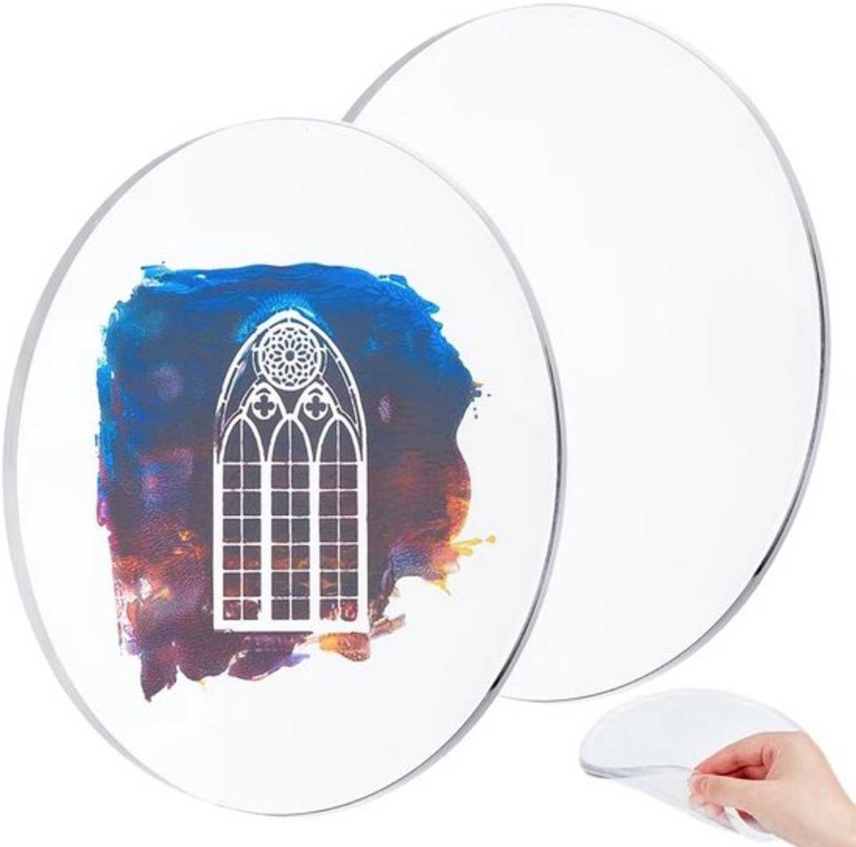 2 stuks ronde transparante gel printplaten van 7 inch voor graveren, kaarten maken en scrapbooking, creatief hobbymateriaal