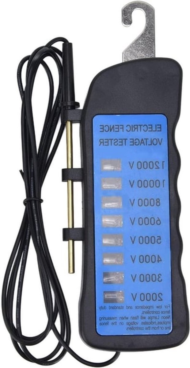 Voltage Tester voor Hekken, Meetbereik van 2000-12000V, met 8 Neon Indicatorlampjes voor Boerderijen, Tuinen en Dierenverblijven