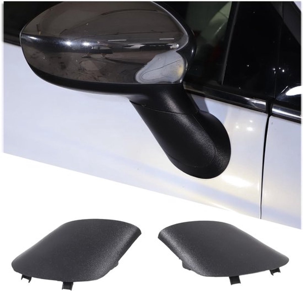 Zijspiegels Beschermhoezen voor Fiat 500 2010-2022 - Set van 2 Decoratieve Covers voor Links en Rechts (Zwart) - Auto Accessoires, Vervangingsonderdelen, Stijlvolle Bescherming